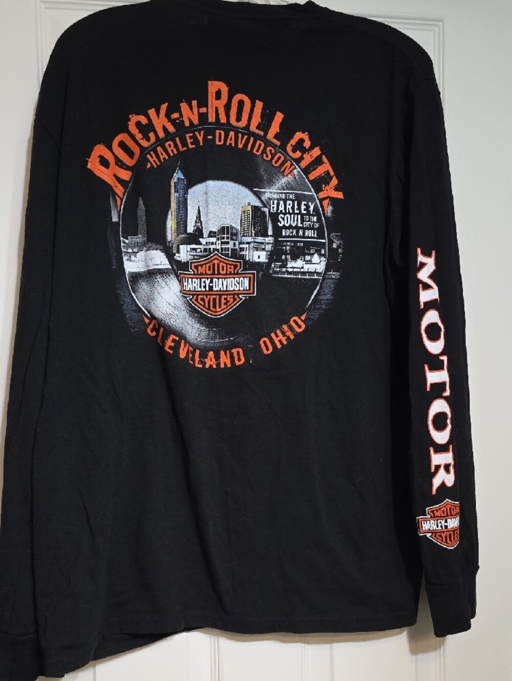 Harley-Davidson Black Long Sleeve Logo Tee with Orange Accents - Picture 2 of 3